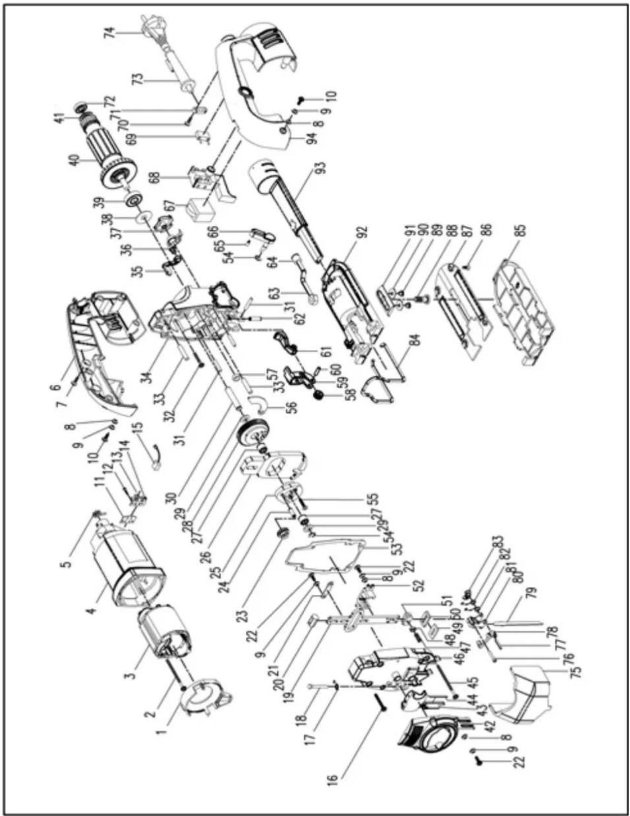 Exploded view diagram of a mechanical assembly with numbered parts for identification