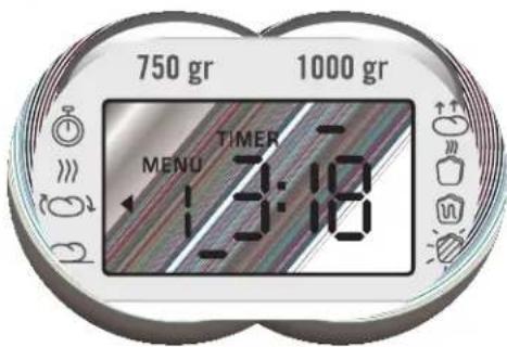 750 gr 1000 gr MENU TIMER 13:18
