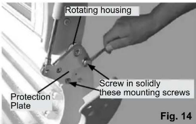 Rotating housing Screw in solidly these mounting screws Protection Plate Fig. 14