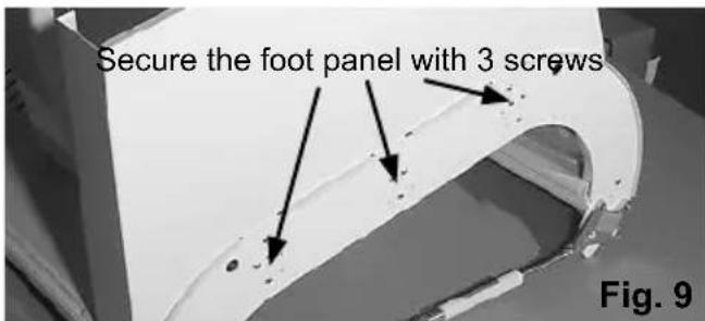 Secure the foot panel with 3 screws Fig. 9