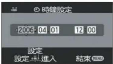 時鐘設定 2006:04 01 12:00 設定 設定進入 結束