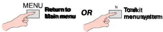 MENU Return to Main menu OR N Toeskit menusystem