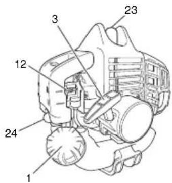 Technical diagram of a mechanical device with numbered components for identification