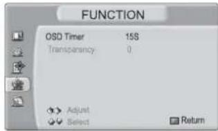 HISENSE LCD32W57CA - OSD setting: Set the time and transparency of the menu - 1