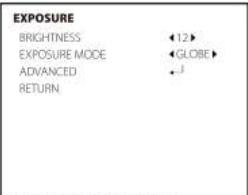 EXPOSURE BRIGHTNESS 12 EXPOSURE MODE GLOBE ADVANCED RETURN