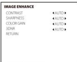 IMAGE ENHANCE CONTRAST SHARPNESS COLOR GAIN 3DNR RETURN AUTO AUTO AUTO AUTO