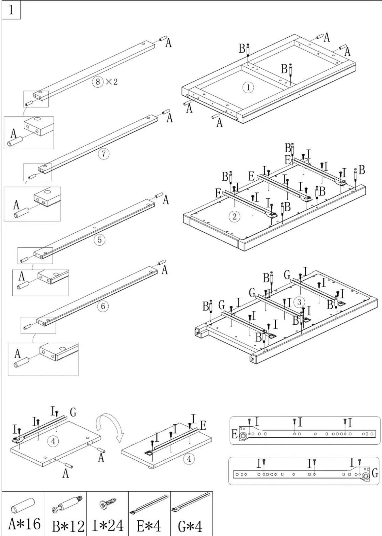Vipack Alex - MONTAGE AANWIJZING NOTICE DE MONTAGE MONTAGE ANLEITUNG ASSEMBLY INSTRUCTIONS - 5