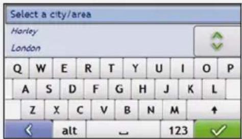 Select a city/area Horley London Q W E R T Y U I O P A S D F G H J K L Z X C V B N M ↑ ◀ alt _ 123 ✓