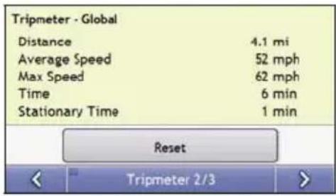 Tripmeter - Global Distance 4.1 mi Average Speed 52 mph Max Speed 62 mph Time 6 min Stationary Time 1 min Reset Tripmeter 2/3