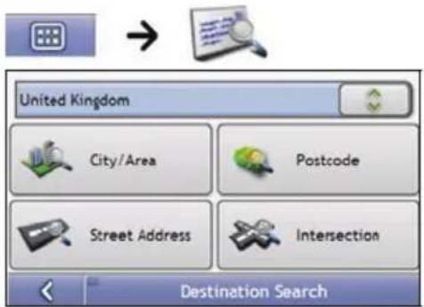 United Kingdom City/Area Postcode Street Address Intersection Destination Search
