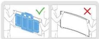 Diagram showing two scenarios: one with a blue box and checkmark, the other with a red X sign and no text.