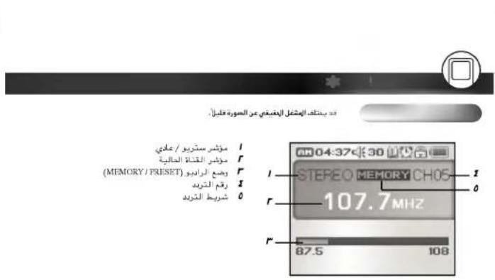 د: بستناده مشخل Infrequently عن المورة قليزً مؤشر سترو / عادي مؤشر القنقة decade (MEMORY / PRESET) رقم الترید شربط الترید 1 r 107.7MHz STEREO MEMORY CH05 87.5 108