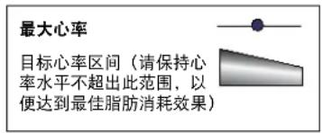 最大心率 目标心率区间(请保持心 率水平不超出此范围,以 便达到最佳脂肪消耗效果)