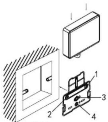 Technical diagram showing installation of an electrical switch with labeled components