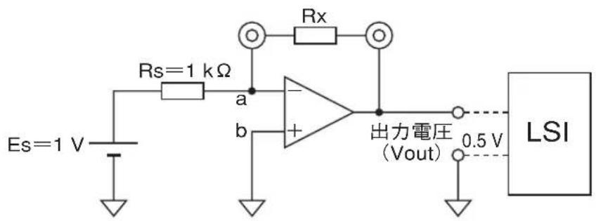 Es=1 V Rs=1 kΩ a b Rx 出力電圧 (Vout) 0.5 V LSI