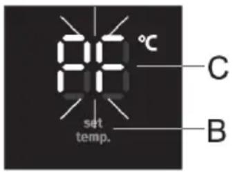 84 °C C set temp. B