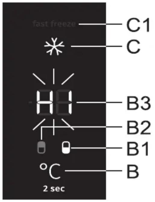 congelare rapidă C1 C B3 B2 B1 B °C 2 sec