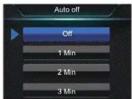 Auto off Off 1 Min 2 Min 3 Min