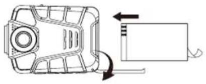 Diagram of a device casing with internal components and directional arrows indicating movement (no text or symbols)