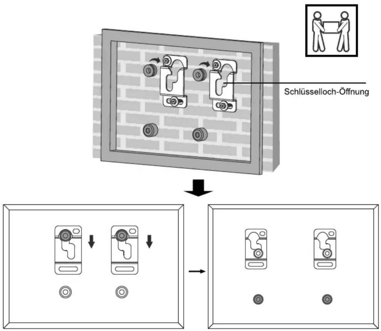 Schwaiger LWH1737 511 - Einhängen des TV-Geräts in die Halterung - 1