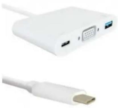 Qoltec 50426 - Adapter USB 3.1 type C male | VGA female + USB 3.0 A female + USB 3.1 type C f - 1