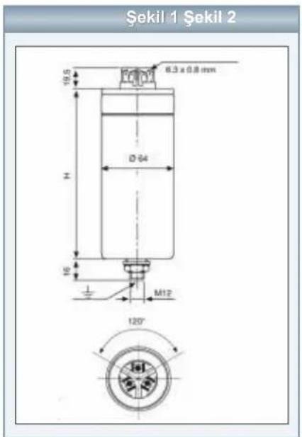 Şekil 1 Şekil 2 6.3 x 0.8 mm 19.5 D 64 H 16 M12 120°