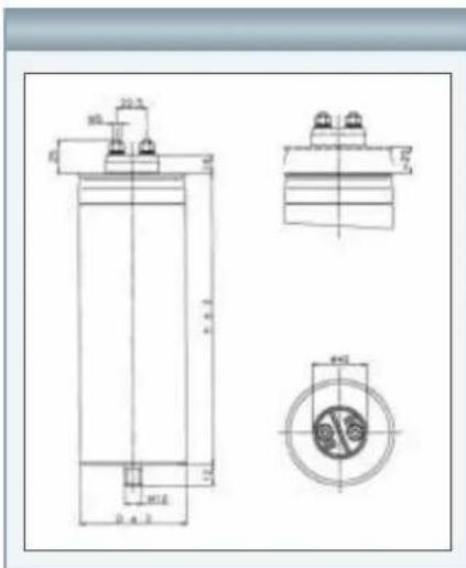 Technical drawing of a mechanical component with dimension annotations and cross-sectional view