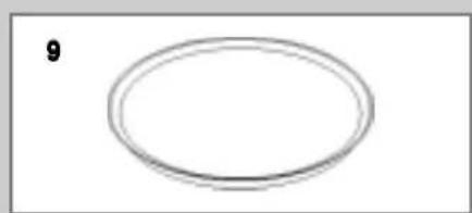 Simple oval shape with a number 9 in the top-left corner (no text or symbols on the shape itself)