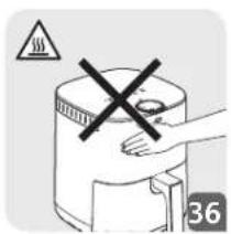 Illustration of a hand holding a device with a black X symbol crossed out, indicating no chemical reaction or hazard.