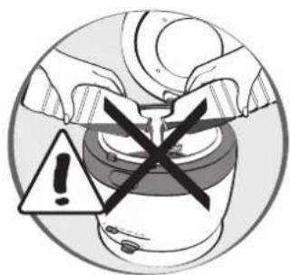 Warning symbol for a device with an exclamation mark and warning symbol, indicating no error or absence of any text.