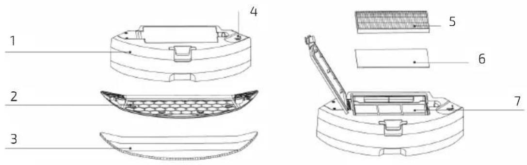 Exploded view diagram of a battery pack with numbered parts for identification