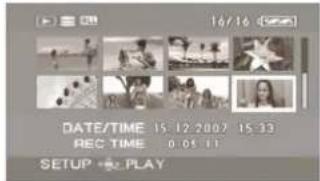 DATE/TIME 15:12:2007 15:33 REC TIME 0:05:11 SETUP PLAY