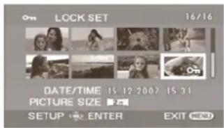 ON LOCK SET 16/16 DATE/TIME 15.12.2002 15:31 PICTURE SIZE ▶ SETUP ENTER EXIT MENU