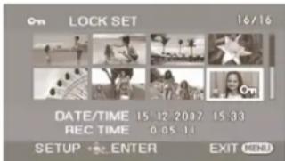 ON LOCK SET 16/16 DATE/TIME 15.12.2007 15:33 REC TIME 0.05.11 SETUP ENTER EXIT KORE