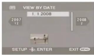 VIEW BY DATE 1.1.2008 2007 12 2008 2 SETUP ENTER EXIT MENU