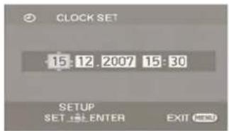 CLOCK SET 15:12.2007 15:30 SETUP SET .S ENTER EXIT MEND