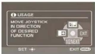USAGE MOVE JOYSTICK IN DIRECTION OF DESIRED FUNCTION EXIT 12NEXT SET EXIT GND