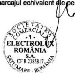 arcajul echivalent ale per SOCIETATE COMERCIALA -1- ELECTROLUX ROMÂNIA S.A. CFR 2385817 SATUMARE ROMÂNIA