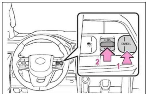 TOYOTA Land Cruiser 300 (2022) - Revenirea la modul de adaptare a vitezei de croazieră atunci când autoturismul a fost oprit de sistemul control (modul de control al distanței dintre autovehicule) - 2