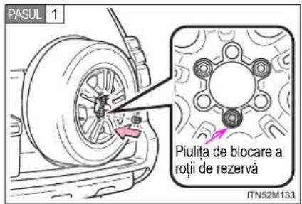 PASUL 1 Piulita de blocare a rotii de rezervă ITN52M133