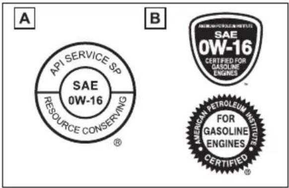 A API SERVICE SP SAE 0W-16 RESOURCE CONSERVING® B AMERICAN PETROLEUM INSTITUTE SAE 0W-16 CERTIFIED FOR GASOLINE ENGINES® FOR GASOLINE ENGINES® AMERICAN PETROLEUM INSTITUTE CERTIFIED®