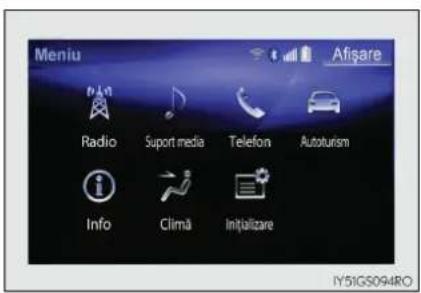Meniu Afișare Radio Suport media Telefon Autoturism Info Climă Injălțare IY51GS094RO