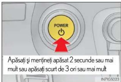 POWER Apăsati și mentineti apăsat 2 secunde sau mai mult sau apăsatiș scurt de 3 ori sau mai mult