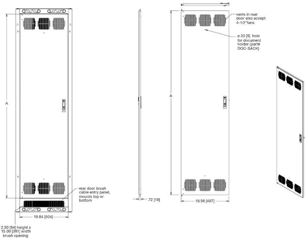 Middle Atlantic IBGR-552FT-FC - cable entry rear door basic dimensions - 1