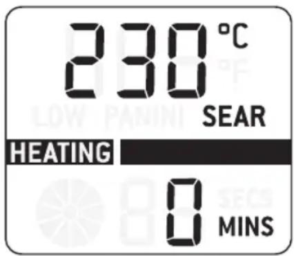 230 °C SEAR HEATING 0 MINS