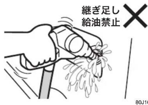 継ぎ足し 給油禁止 80J10