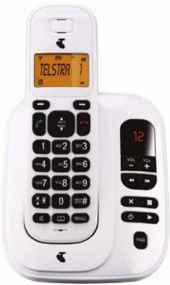 TELSTRA 1 1 ABC 2 DEF 3 SHT 4 JKI 5 MRS 6 PORT 7 TUV 8 WIX 9 * 0 FREE ON OFF # RECALL 12 VOL - VOL + PAGE