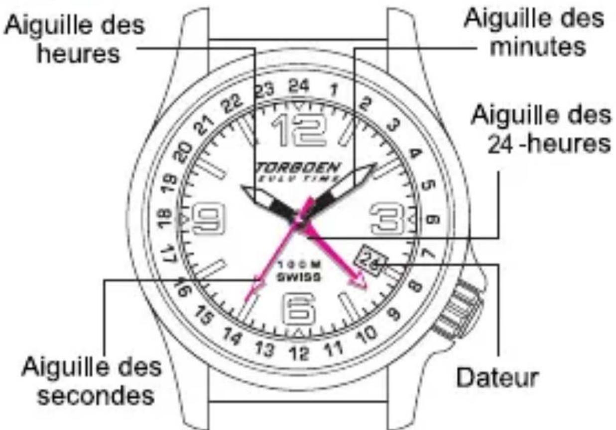 Aiguille des heures Aiguille des minutes Aiguille des 24-heures TORBOEN SW159 100M SW159 6 12 23 24 1 2 3 4 5 6 7 8 9 10 11 12 13 14 15 16 17 18 19 20 21 22 23 24 Dateur
