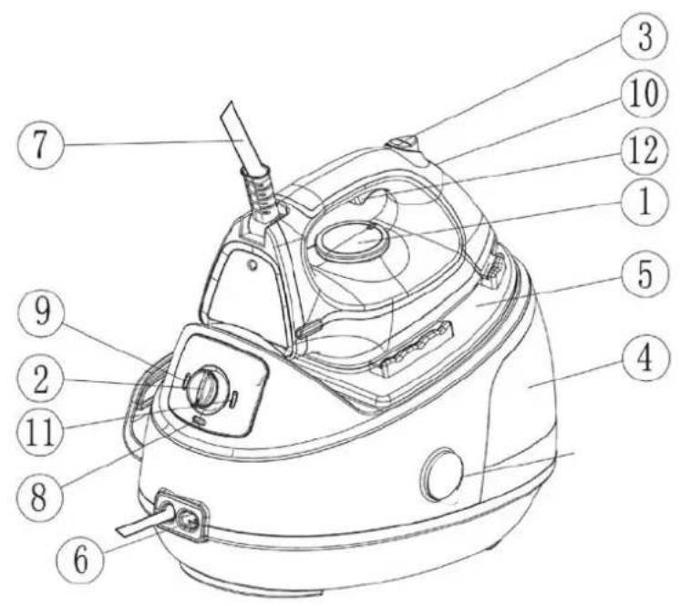 Technical diagram of a mechanical device with numbered parts for identification