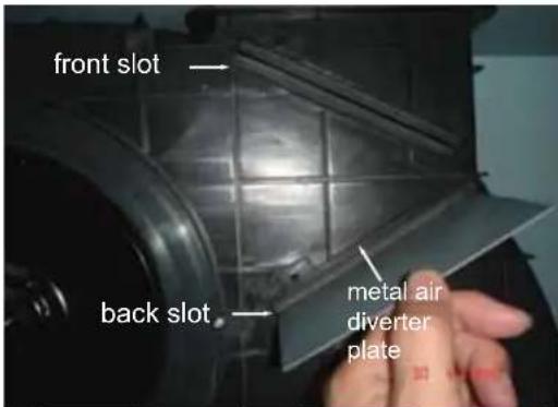 front slot back slot metal air diverter plate